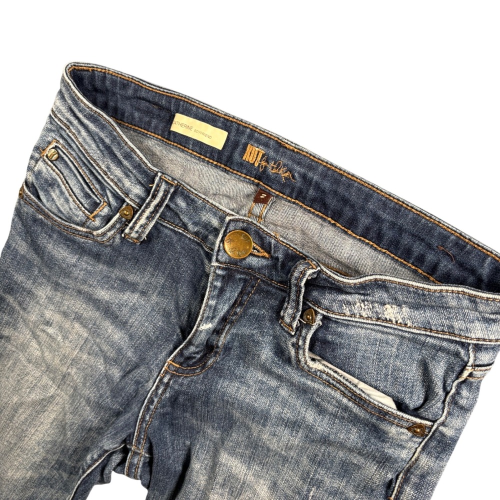 Kut from the Kloth Catherine Boyfriend Jeans Womens Size 2 Blue Distressed Denim - Picture 7 of 12